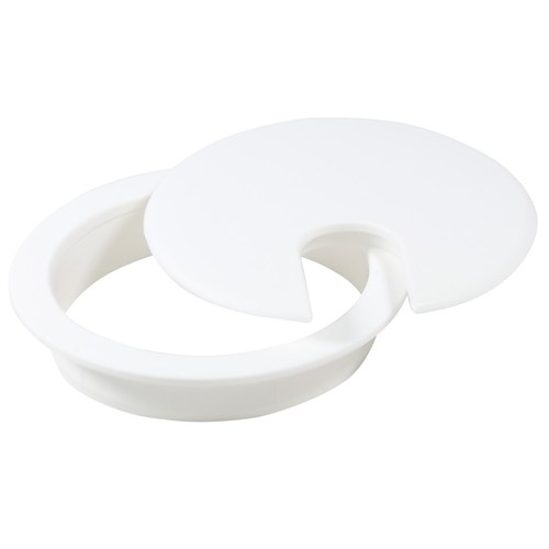 5x (76 mm) 3 Zoll Rund Weiß Computer Schreibtisch Tisch Port Draht Kabel Loch Abdeckung Tülle - Bild 2 von 10