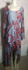 African Print Low High Ankara Dress Multicolor Headwrap Long Sleeves Onesize