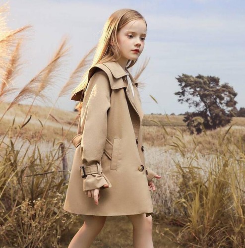 Kids Children Spring Fall Jacket Girls Long Trench Coats Windbreaker Frock Coat - Bild 5 von 15