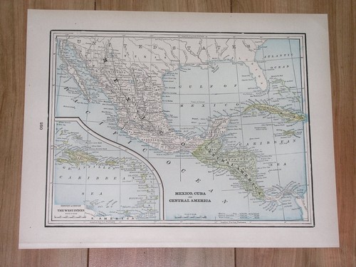 1896 ORIGINAL ANTIQUE MAP OF MEXICO CENTRAL AMERICA CARIBBEAN PUERTO RICO - 第 1/10 張圖片