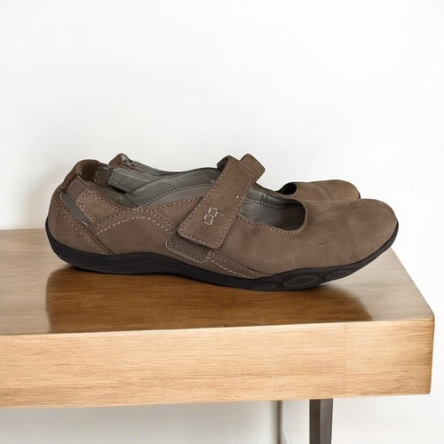 Clarks Haley Luna Flats Taupe Leather Comfort Shoes Mary Jane 13291 Size 8 Tan - Picture 4 of 7