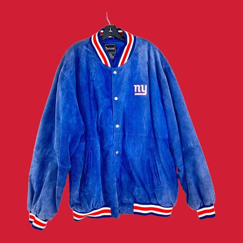 Vintage NY Giants New York Mens Suede Snap Coat Jacket Spell Out Size 2XL - Picture 2 of 12