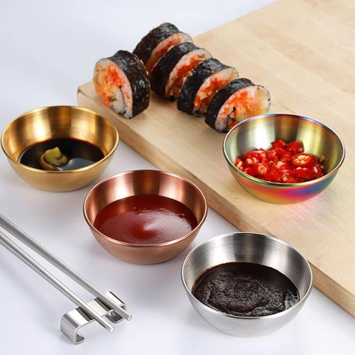 Stainless Steel Round Sauce Plate 4-Piece Independent Plate Round Dish Plate ... - Picture 6 of 7