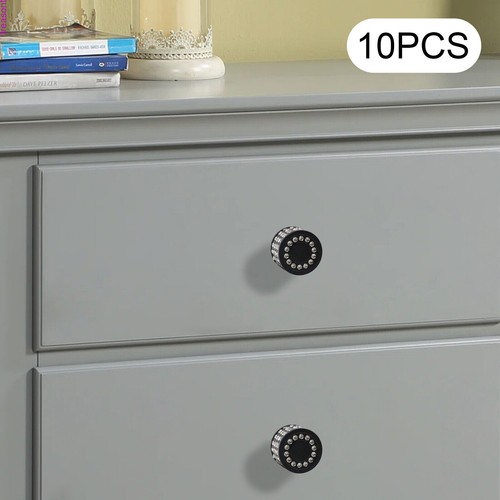10 Pack Modern Black Round Cabinet Door Knob Drawer Kitchen Dresser Handle Pull - Picture 6 of 18