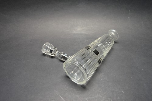 Tschechisches Art Deco Dekanter Set kristallklares Glas schwarz Emaille Dekorationen - Bild 6 von 8