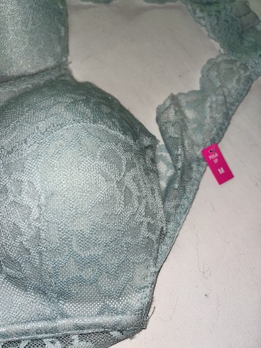 PINK/ VS/ VICTORIA’S SECRET: Lace Halter Style Push- Up Padded Bra Mint Green M - Picture 2 of 4