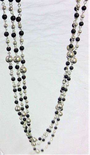 2-teiliges Set schwarze Kunstperlen Perlen 3-Strang Halskette & passender Ohrring 15" Tropfen - Bild 2 von 10