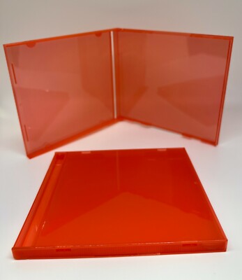 50 TOP QUALITY 10.4MM SINGLE CD JEWEL CASES ONLY, ORANGE, MADE IN US 1066LL-ORG