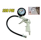 Dial Tire Inflator Gauge Flexible Hose 220 PSI Pistol Style Air Chuck Pneumatic