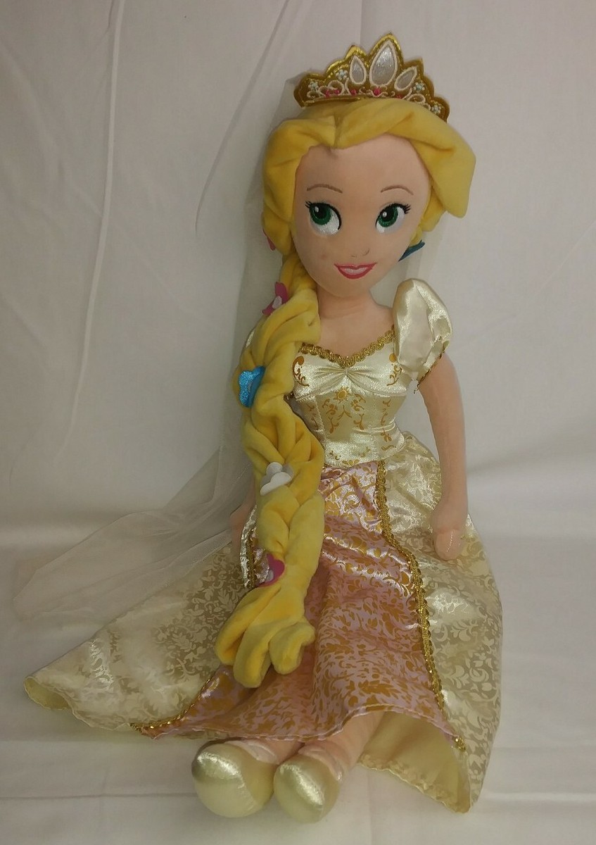 Disney Store Rapunzel Tangled Wedding Dress with Veil Soft Toy