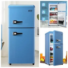 Compact Refrigerator Mini Fridge Freezer 3.5 Cu.ft  2 Door 7-Level Temperature
