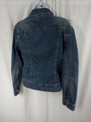 Jag Long Sleeve Button Down Distressed Denim Jacket Blue Womens Size M P - Bild 6 von 17