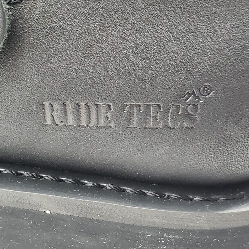 RIDETECS 16" Leather Biker Riding Boots Mens Black Tall & Wide Calf Adjust 8.5W - Picture 13 of 16