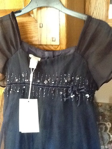 Girls Navy Sequin Dress By Monsoon 9/10 New - Picture 2 of 6