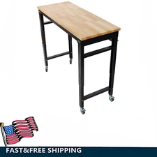 48Inch Adjustable Height Wood Workbench Wood Top for Garage Workshop Tool Bench