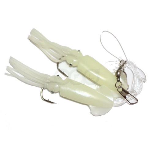 5pairs 4.5" Lingcod Fishing Twin bulb Squids Rockcod Ling Cod Rig rockfish Glow - Imagen 4 de 5