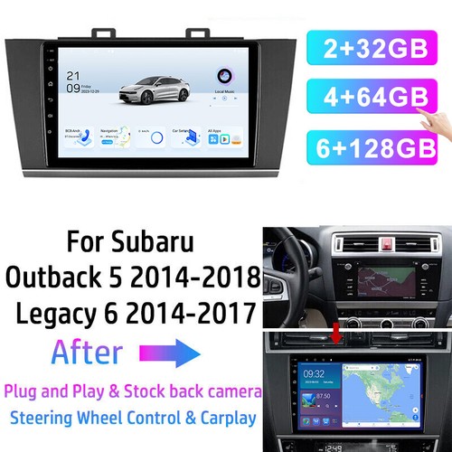适用于斯巴鲁 Outback Legacy 14-18 苹果 CarPlay 自动汽车收音机 Navi GPS Android 14- - Picture 1 of 12