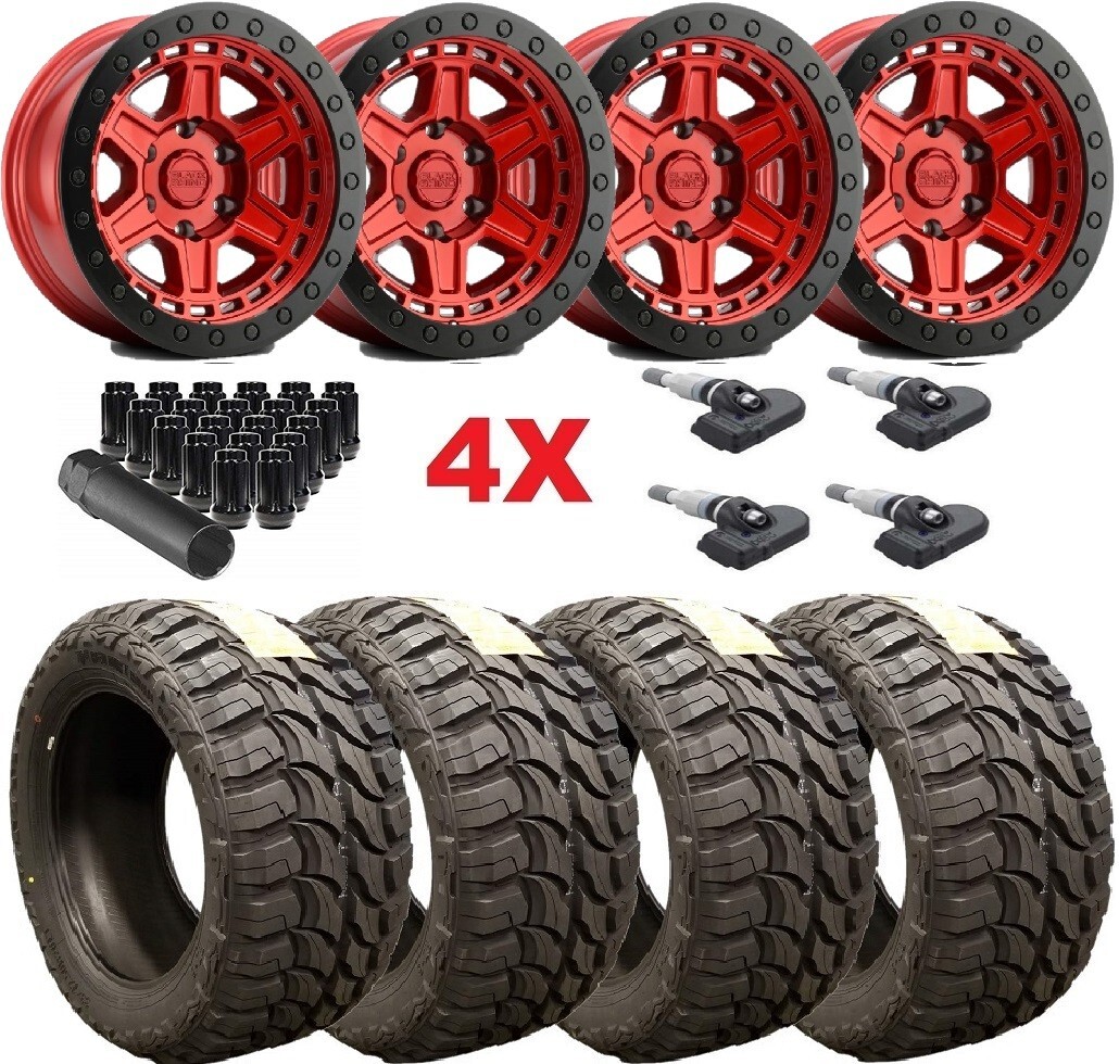 20 RED WHEELS 33 12.50 20 TIRES MT MUD SIERRA SILVERADO 1500 CANDY