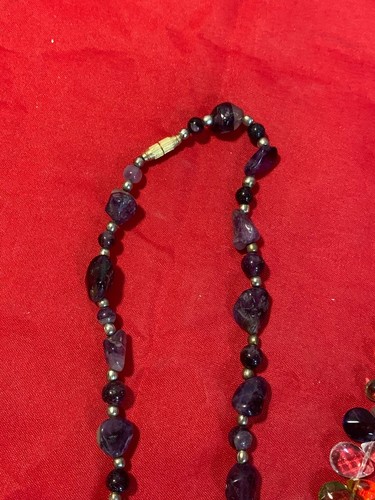 Necklace RIVER ROCK STONE PLASTIC CRYSTAL BEADED LOT GREAT COLORS - Picture 9 of 11
