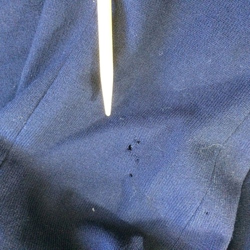 Vintage 1940s 50s Rose Barrack Navy Peplum Blazer Wool Look Lined Small Holes - Picture 7 of 9