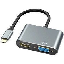 For iPhone 16/Pro/Max/Plus - Video Splitter USB-C to HDMI VGA Adapter HDTV Cable