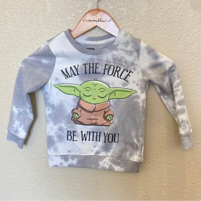 Star Wars baby yoda tie dye sweatshirt grogu size Kids Boys Girls Grey  White
