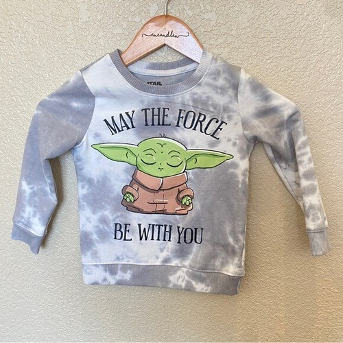 Star Wars baby yoda tie dye sweatshirt grogu size 5 Kids Boys Girls Grey White - Bild 1 von 3