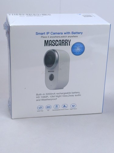MASCARRY 1080p Wireless Indoor/Outdoor SMART IP CAMERA w/ Rechargeable Battery - Picture 1 of 5