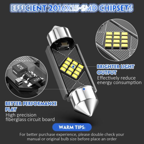 6pcs 578 211-2 212-2 LED Dome Light Bulbs Extremely Bright 41mm 42mm 569 6411... - Picture 4 of 7