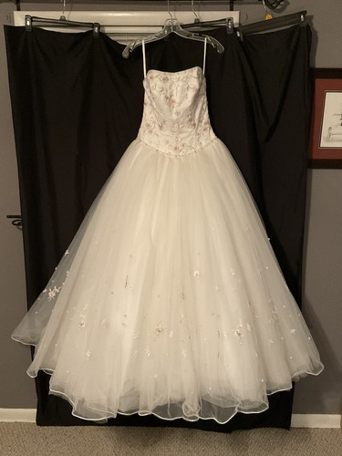 Mori Lee formal  Size 8 Strapless White Tulle Pre-owned - Picture 1 of 8