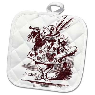 3dRose White Rabbit from Alice in Wonderland 8x8 Potholder