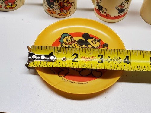 Vtg 1960 Walt Disney Mickey Mouse Club Plastic Childs Tea Set 4 Tea Cups & Plate - Picture 11 of 12