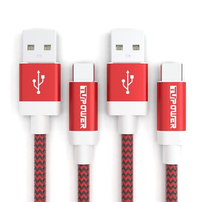 K25 USB C auf USB A Kabel schnell Ladekabel 2m lang Doppelpack Quick-Charge Rot