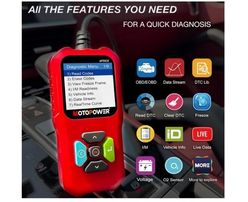 MOTOPOWER MP69038 Scanner auto OBD2 Codice motore Codice Errore Lettore CAN Diagnostica - Foto 3 di 8