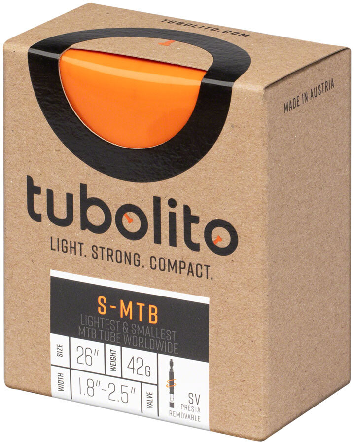 Трубка Tubolito S-Tubo MTB Tube - 26 x 1,8-2,5, клапан Presta 42 мм, оранжевый