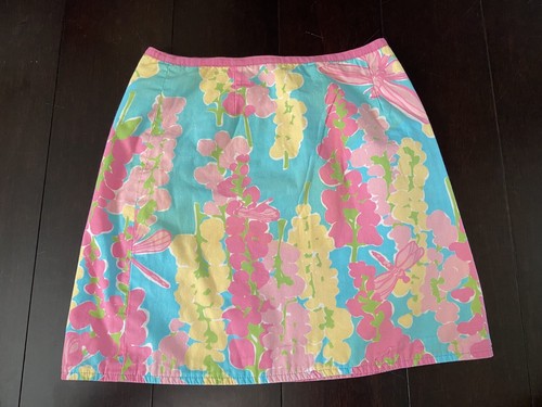 Lilly Pulitzer Girls Size 7 Reversible Wrap Skirt Pink Blue Hibiscus Cat Panther - Picture 3 of 7