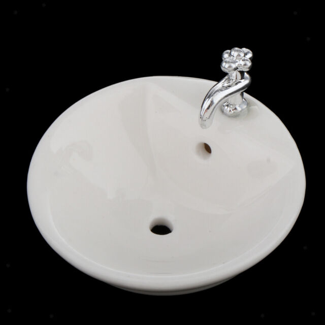 1/12 Miniature white color Wash Basin Sink for Dollhouse Accessories 1/12 Miniature white color Wash Basin Sink for Dollhouse Accessories