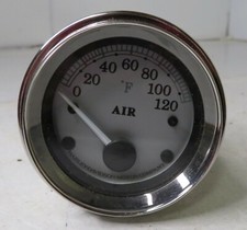 OEM HARLEY '01-13 TOURING SILVER FACE AIR TEMPERATURE GAUGE & CHROME BEZEL USED