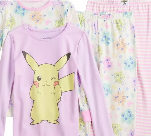 Girl's Pokemon, Pikachu and Characters Soft 4-Piece Pajama Set - Picture 2 of 8