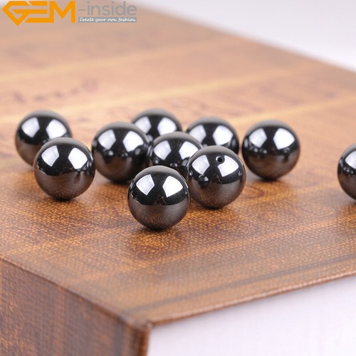 10 Piezas Piedra Natural Hematita Negra Suelta Medio Perforada Joyería Hacer Cuentas 15" - Imagen 4 de 41