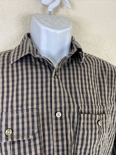 J Ferrar Men Size S Blk/Beige Striped Button Up Slim Fit Shirt Long Sleeve - Picture 4 of 6
