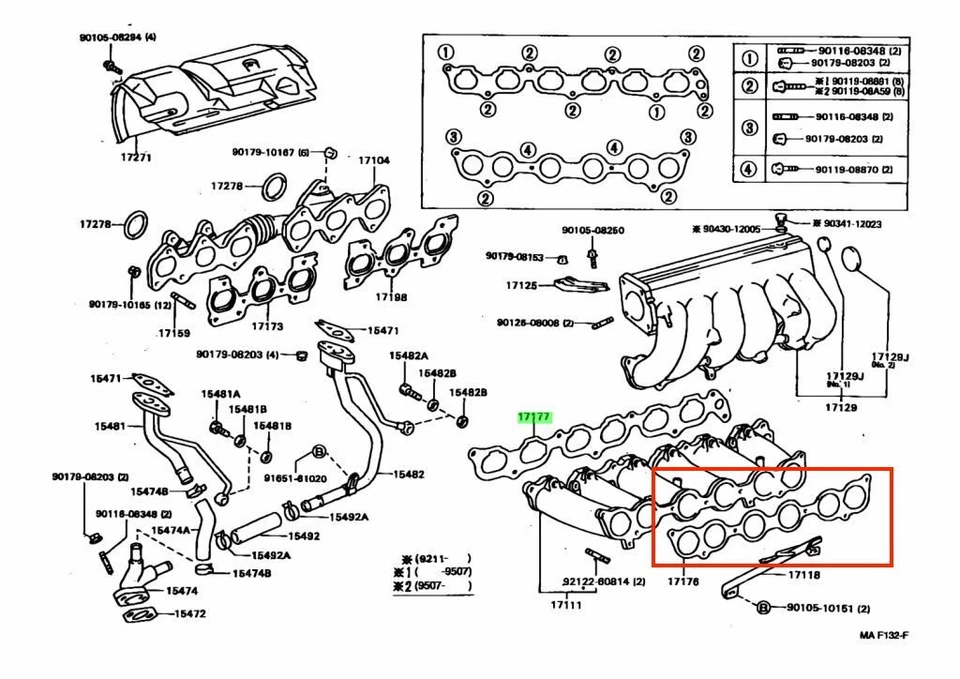 Junta de colector de tanque de sobretensión para admisión apta para TOYOTA 2JZ-GTE Supra JZA80 17176-46030 Foto 2 de 4