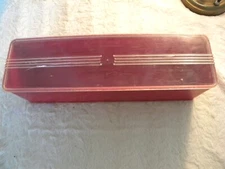 vintage ATB Co red plastic art deco storage box with lid 13 x 3.75 x 3.50"