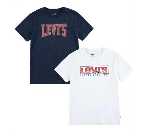 NWT Levi's Boy's 2-Pack Short Sleeve Graphic Logo Print Crewneck Tee Size 10/12
