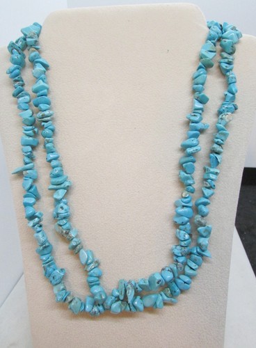 VINTAGE SOUTHWEST N A 2 STRAND TURQUOISE NUGGET NECKLACE--PRICE REDUCED--- - Picture 2 of 7