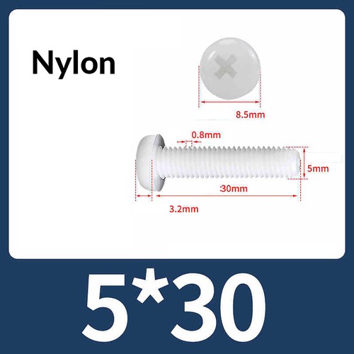 Nylon Kunststoffschrauben Linsenkopfschrauben Weiß mit Kreuzschlitz M2 M3 M4 ~M8 - Bild 45 von 70