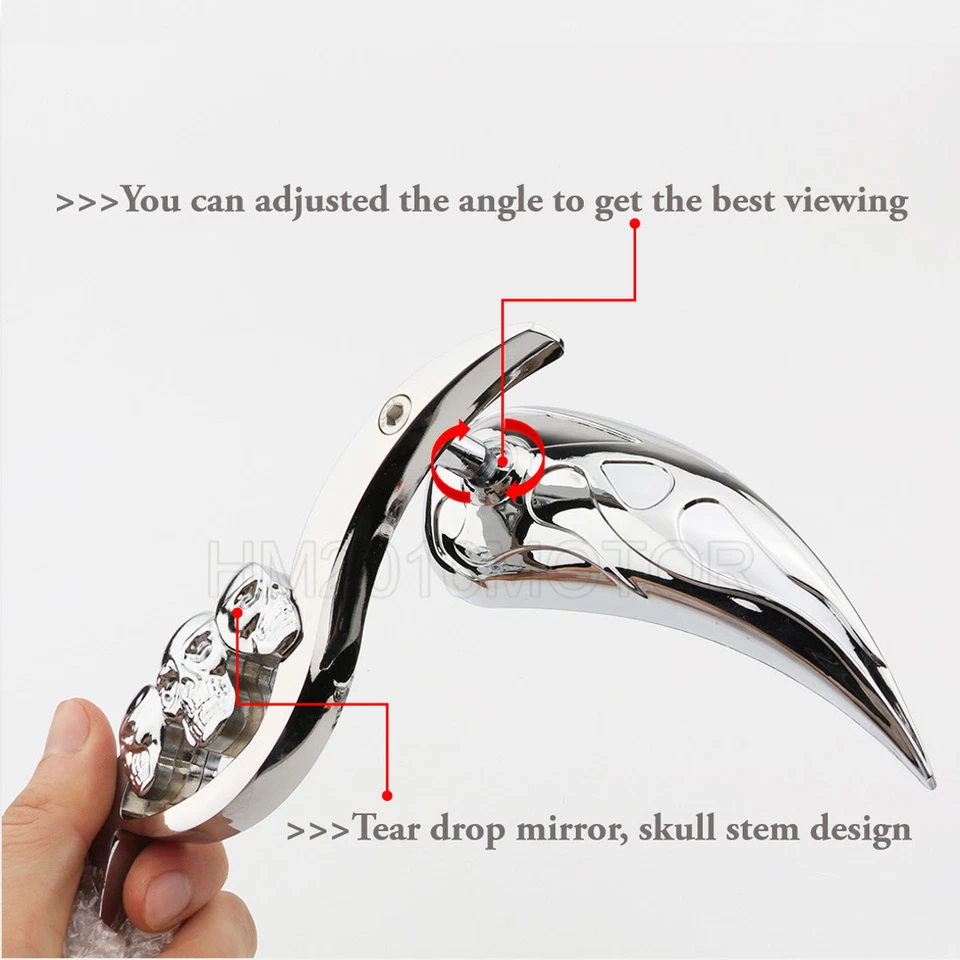 Espejos retrovisores cromados calavera para Honda Shadow 600 700 750 1100 VTX 1300 1800 Foto 4 de 4