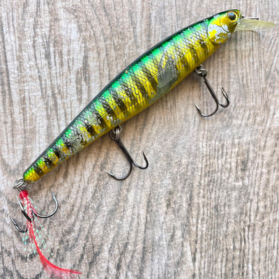 Lucky Craft Slender Pointer 112MR Suspending Jerkbait Perch Pattern Used 4.5''