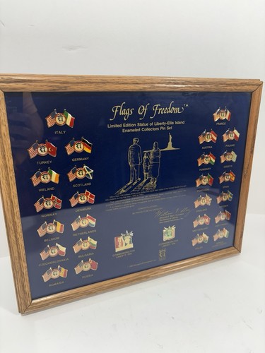 Flags of Freedom Ltd Ed. Statue Of Liberty-Ellis Island Framed 28 Pin Set Framed - Picture 2 of 11