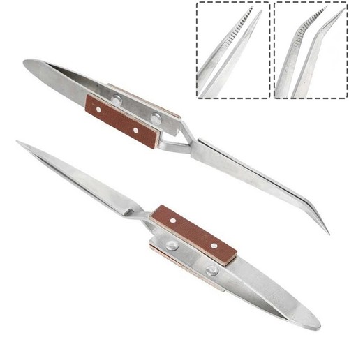 Hand Tool Head Tweezer Jewelry Soldering Stainless Steel Straight/Curved - Imagen 2 de 14